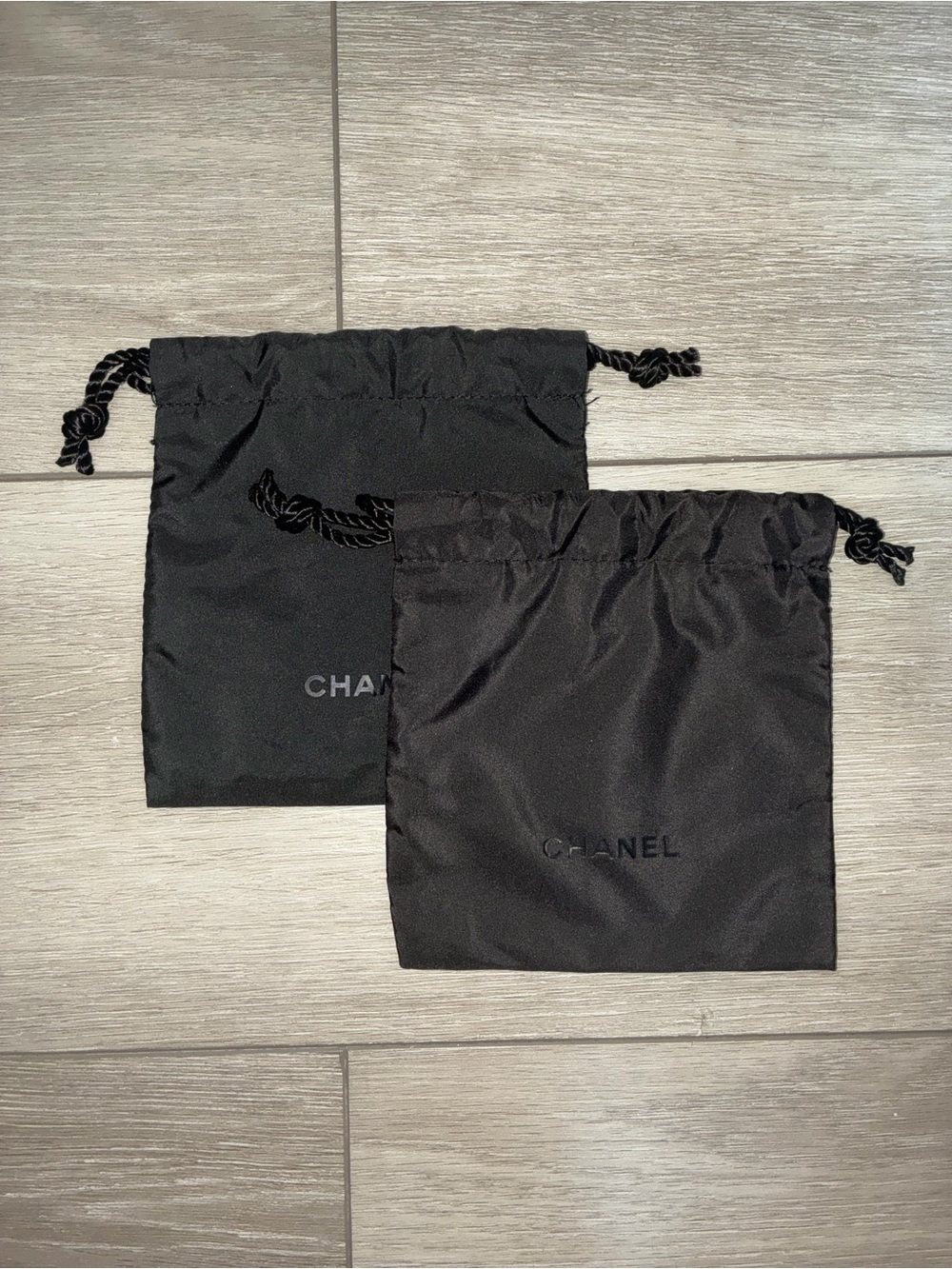 CHANEL Black Drawstring Pouch Duo